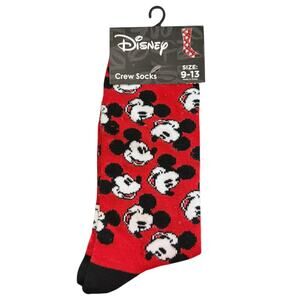 Disney Mickey Mouse Red Unisex Crew Socks Size 9-13